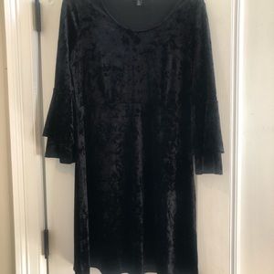 Black burnout-style velvet scoop neck dress